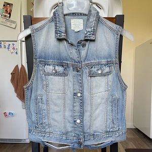 American Eagle Distressed Denim Vest